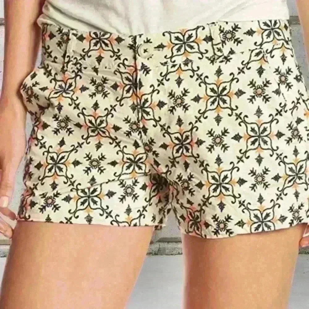 Lucky Brand Women’s Blue and Bright Orange Embroidered Cotton Shorts Size 30